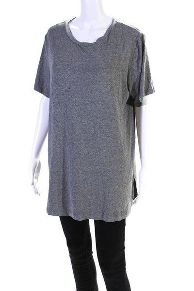 Ronen Chen Womens Short Sleeves Crew Neck Pullover Tee Shirt Gray Size 2