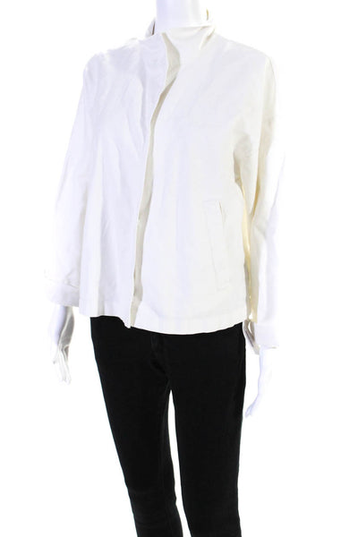 Eileen Fisher Womens Long Sleeves Button Closure Jacket White Cotton Size Small