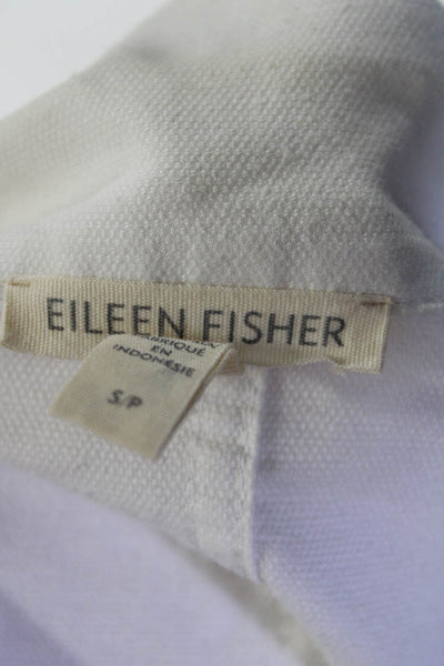 Eileen Fisher Womens Long Sleeves Button Closure Jacket White Cotton Size Small