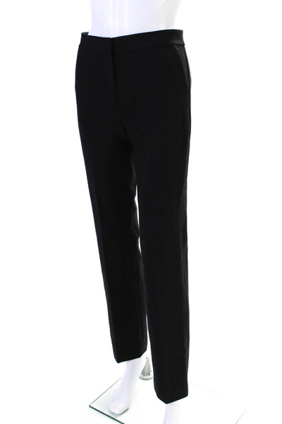 Theory Womens Zipper Fly High Rise Pleated Straight Leg Pants Black Wool Size 00