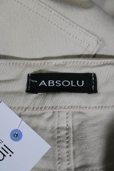 Absolu Womens Beige Cotton High Rise Straight Leg Cargo Jeans Size 38