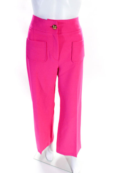 LBK Lourarok Womens Neon Pink High Rise Front Pockets Wide Leg Pants Size 40