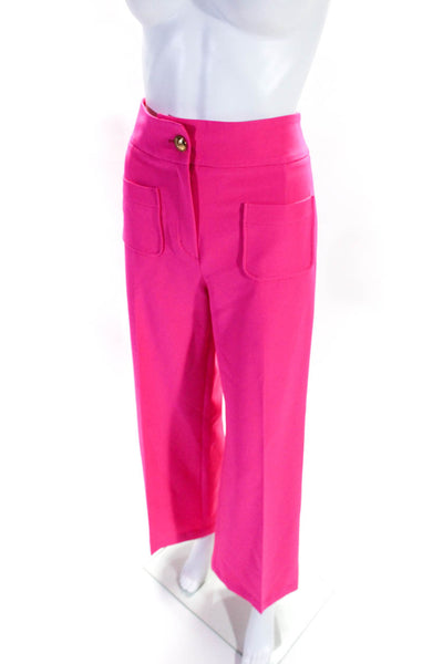 LBK Lourarok Womens Neon Pink High Rise Front Pockets Wide Leg Pants Size 40