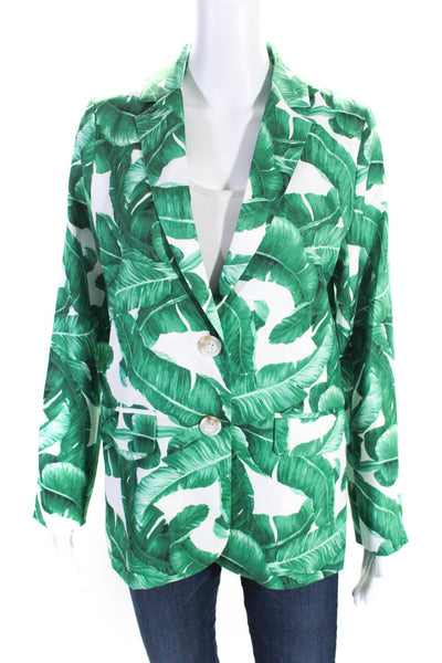 Sophyline Womens Green Floral Print Two Button Long Sleeve Blazer Size S