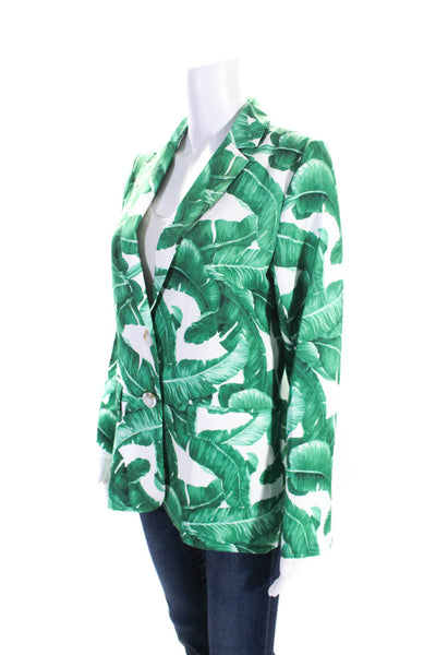 Sophyline Womens Green Floral Print Two Button Long Sleeve Blazer Size S