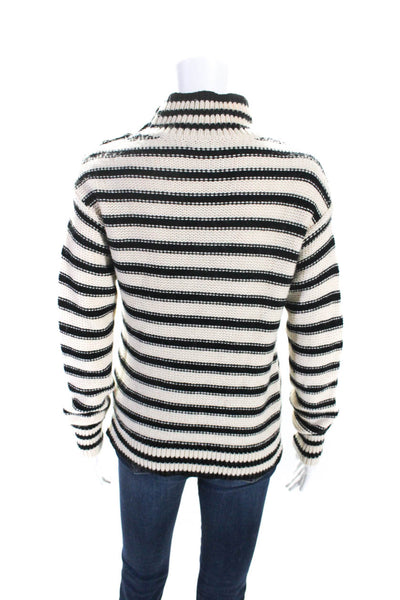 J Crew Womens Rhinestone Stripe Turtleneck Sweater Black Beige Size Extra Small