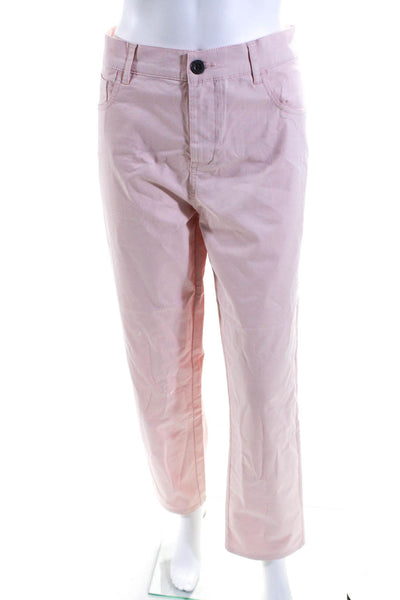 Parke & Ronen Womens Cotton Buttoned Zipped Straight Leg Pants Pink Size EUR36