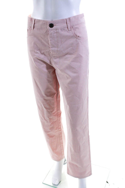 Parke & Ronen Womens Cotton Buttoned Zipped Straight Leg Pants Pink Size EUR36