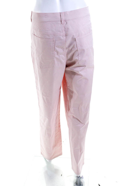 Parke & Ronen Womens Cotton Buttoned Zipped Straight Leg Pants Pink Size EUR36