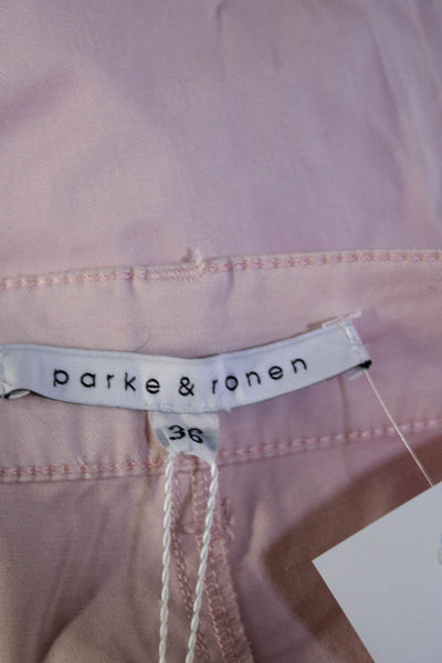 Parke & Ronen Womens Cotton Buttoned Zipped Straight Leg Pants Pink Size EUR36