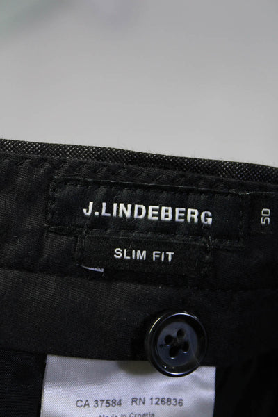 J. Lindeberg Mens Zipper Fly High Rise Pleated Dress Pants Gray Wool Size IT 50