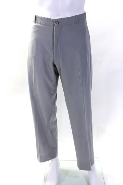 Giorgio Armani Mens Zipper Fly Pleated Straight Leg Trouser Pants Gray IT 52