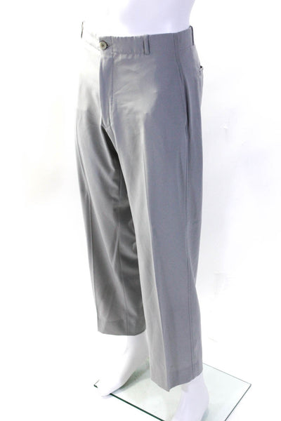 Giorgio Armani Mens Zipper Fly Pleated Straight Leg Trouser Pants Gray IT 52