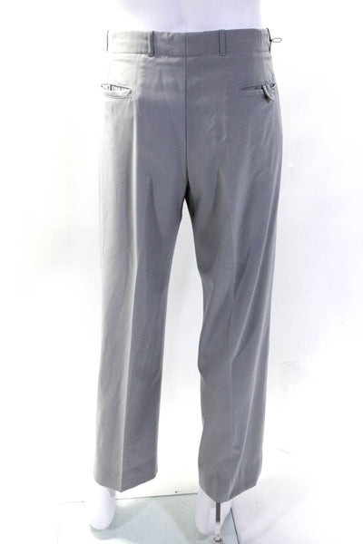 Giorgio Armani Mens Zipper Fly Pleated Straight Leg Trouser Pants Gray IT 52