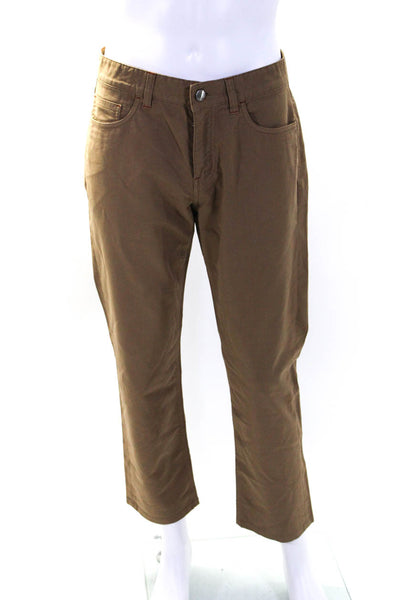 Loro Piana Mens Zipper Fly Straight Leg Trouser Pants Brown Cotton Size 34