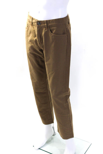 Loro Piana Mens Zipper Fly Straight Leg Trouser Pants Brown Cotton Size 34