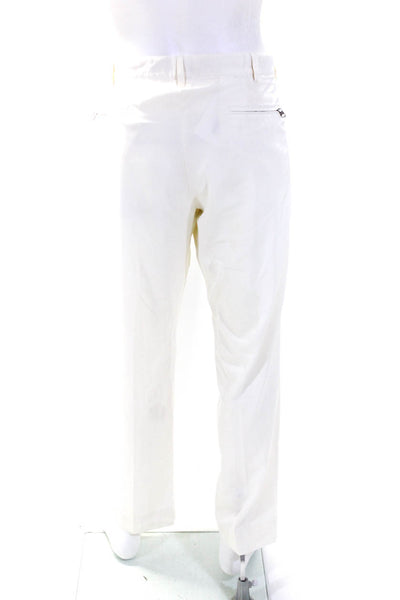 Giorgio Armani Mens Zipper Fly Pleated Straight Leg Trouser Pants White IT 52