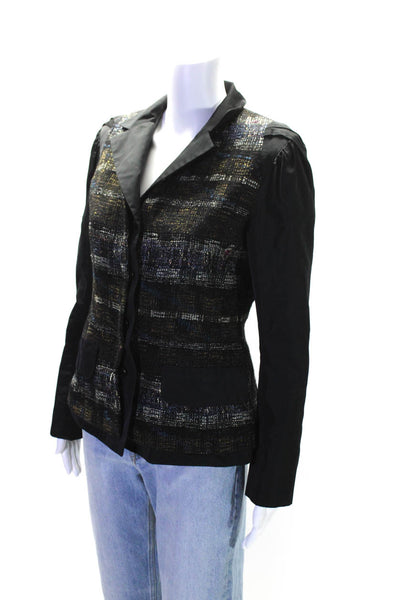 Lida Baday Women's Long Sleeves Lined Button Up Blazer Black Size 8