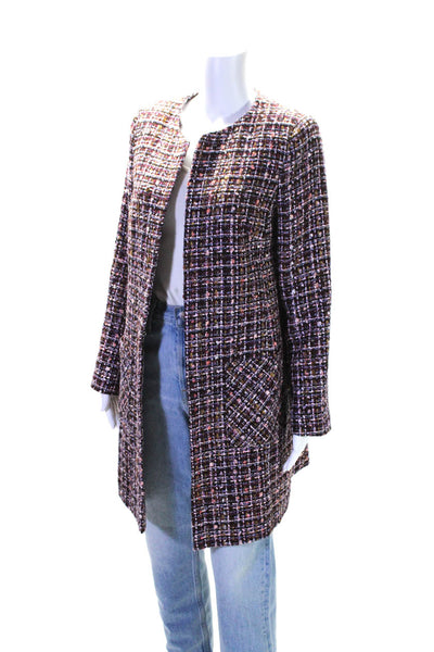 Helene Berman Womens Long Sleeves Open Front Lined Multicolor Long Jacket Size L