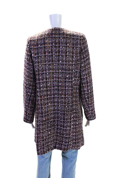 Helene Berman Womens Long Sleeves Open Front Lined Multicolor Long Jacket Size L