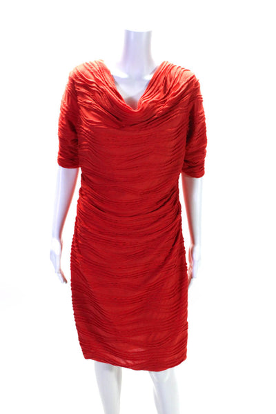 Sara Campbell Women's Short Sleeves Rouge Fitted Midi Dress Orange Size M