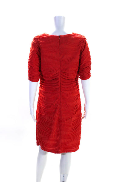 Sara Campbell Women's Short Sleeves Rouge Fitted Midi Dress Orange Size M