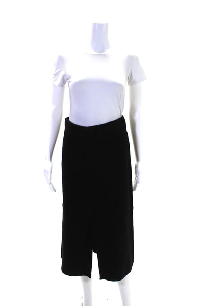 Modern Citizen Womens Elastic Waist Knit Midi Slit Skirt Black Wool Size Small