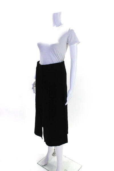 Modern Citizen Womens Elastic Waist Knit Midi Slit Skirt Black Wool Size Small
