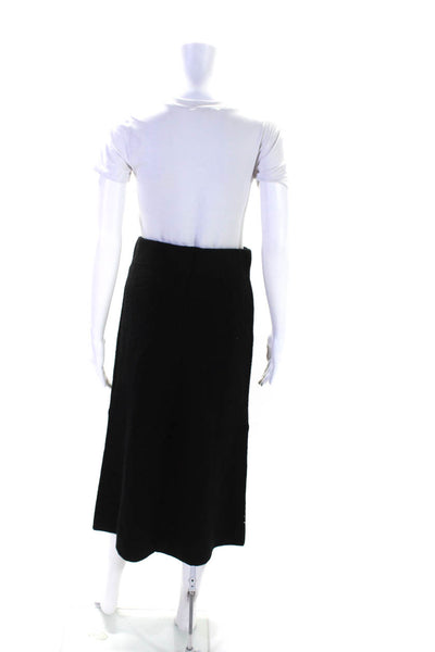 Modern Citizen Womens Elastic Waist Knit Midi Slit Skirt Black Wool Size Small