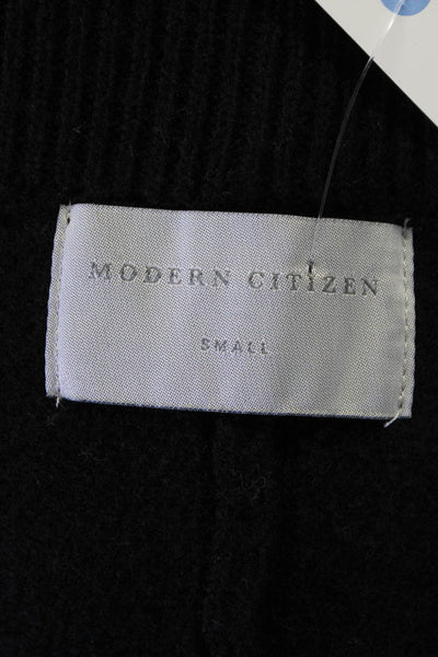 Modern Citizen Womens Elastic Waist Knit Midi Slit Skirt Black Wool Size Small