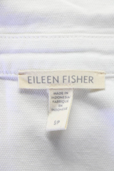 Eileen Fisher Womens Button Down Light Jacket White Organic Cotton Size Small