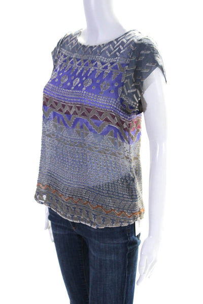 Twelfth Street by Cynthia Vincent Womens Printed Velvet Top Gray Size Petite