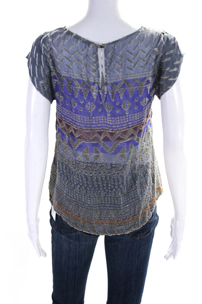 Twelfth Street by Cynthia Vincent Womens Printed Velvet Top Gray Size Petite