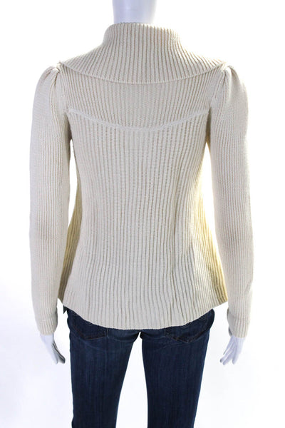 Reiss Womens Button Front Collared Ribbed Cardigan Sweater White Size XS