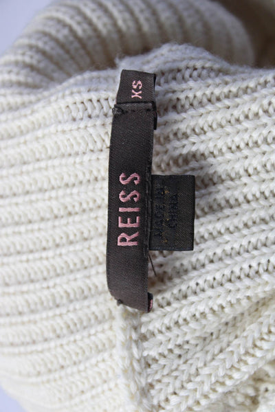 Reiss Womens Button Front Collared Ribbed Cardigan Sweater White Size XS