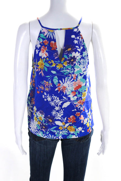 Yumi Kim Womens Spaghetti Strap V Neck Silk Floral Tank Top Blue Multi Size XS