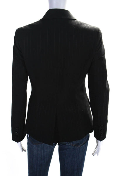 Theory Womens Two Button Pointed Lapel Pinstriped Blazer Jacket Black Size 6