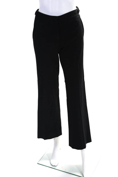 Theory Womens Zipper Fly Mid Rise Pleated Dress Pants Black Wool Size 4