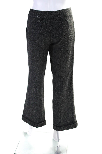 Trina Turk Womens Zipper Fly Pleated Herringbone Dress Pants Gray Wool Size 4