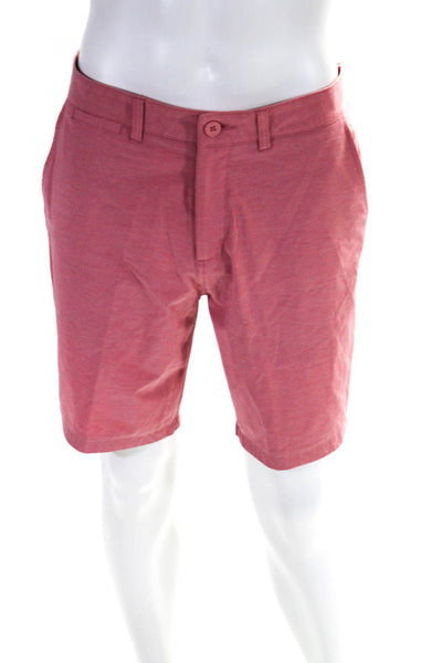 Johnnie-o Mens Zipper Fly Lightweight Twill Casual Shorts Red Size 32