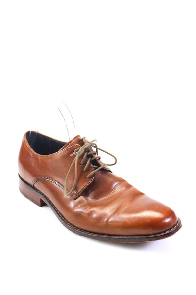 Cole Haan Mens Lace Up Round Toe Classic Oxfords Brown Leather Size 8.5M