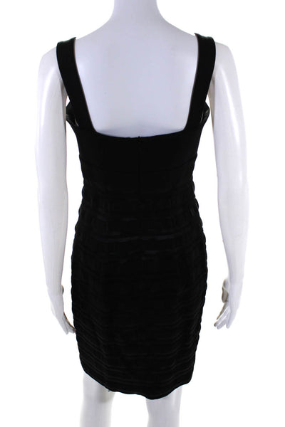 Black Halo Womens Striped Knit Sweetheart Neck Little Black Dress Black Size 4