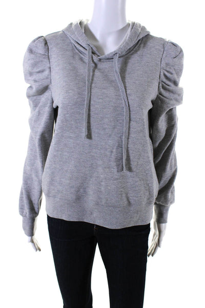 Rebecca Minkoff Womens Cotton Fleece Long Sleeve Pullover Hoodie Gray Size S