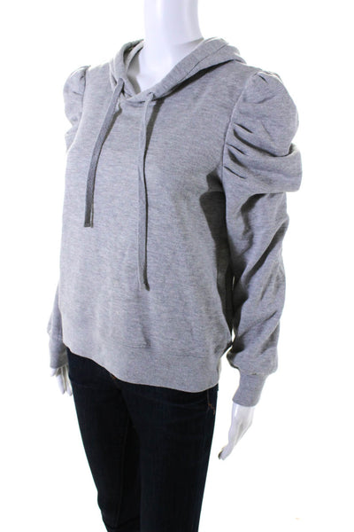 Rebecca Minkoff Womens Cotton Fleece Long Sleeve Pullover Hoodie Gray Size S