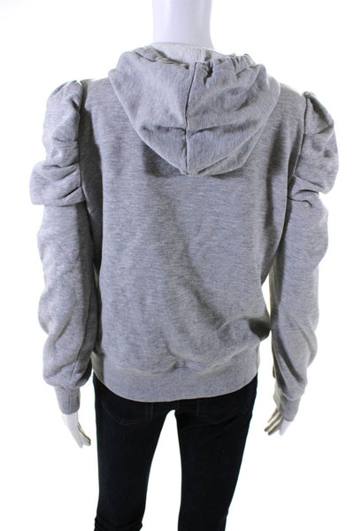 Rebecca Minkoff Womens Cotton Fleece Long Sleeve Pullover Hoodie Gray Size S