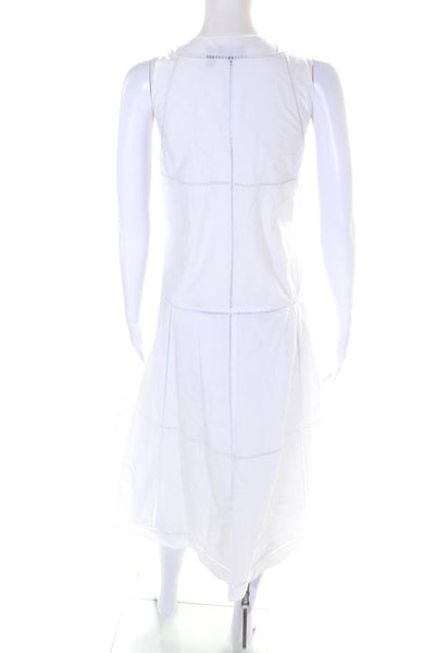 Theory Womens White Cotton Cut Out V-Neck Sleeveless A-Line Dress Size 2