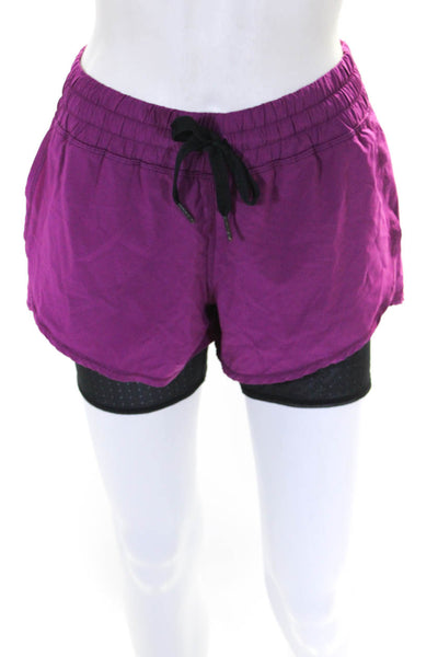 Lululemon Womens High Waist Layered Mesh Athletic Shorts Purple Size 8