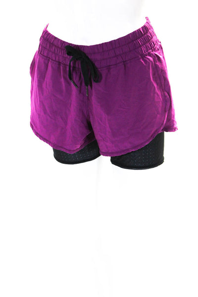 Lululemon Womens High Waist Layered Mesh Athletic Shorts Purple Size 8