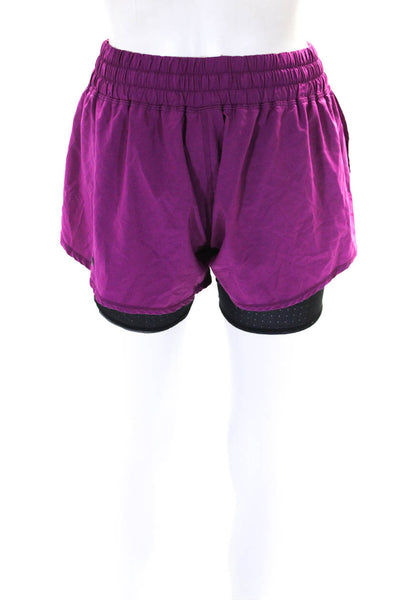 Lululemon Womens High Waist Layered Mesh Athletic Shorts Purple Size 8