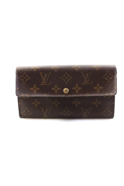 Louis Vuitton Womens Monogram Canvas Sarah Snap Wallet Brown